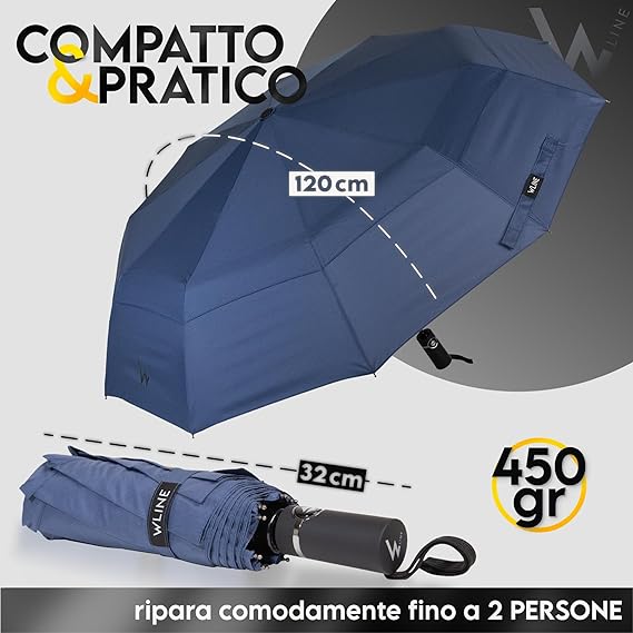 WLine Ombrello Pieghevole Antivento