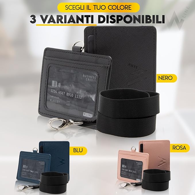 WLine Porta Badge da Collo in Pelle PU Saffiano