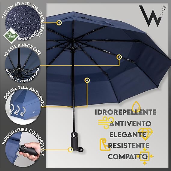 WLine Ombrello Pieghevole Antivento