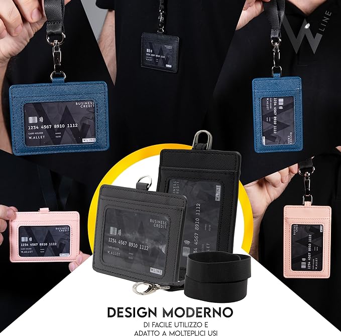 WLine Porta Badge da Collo in Pelle PU Saffiano