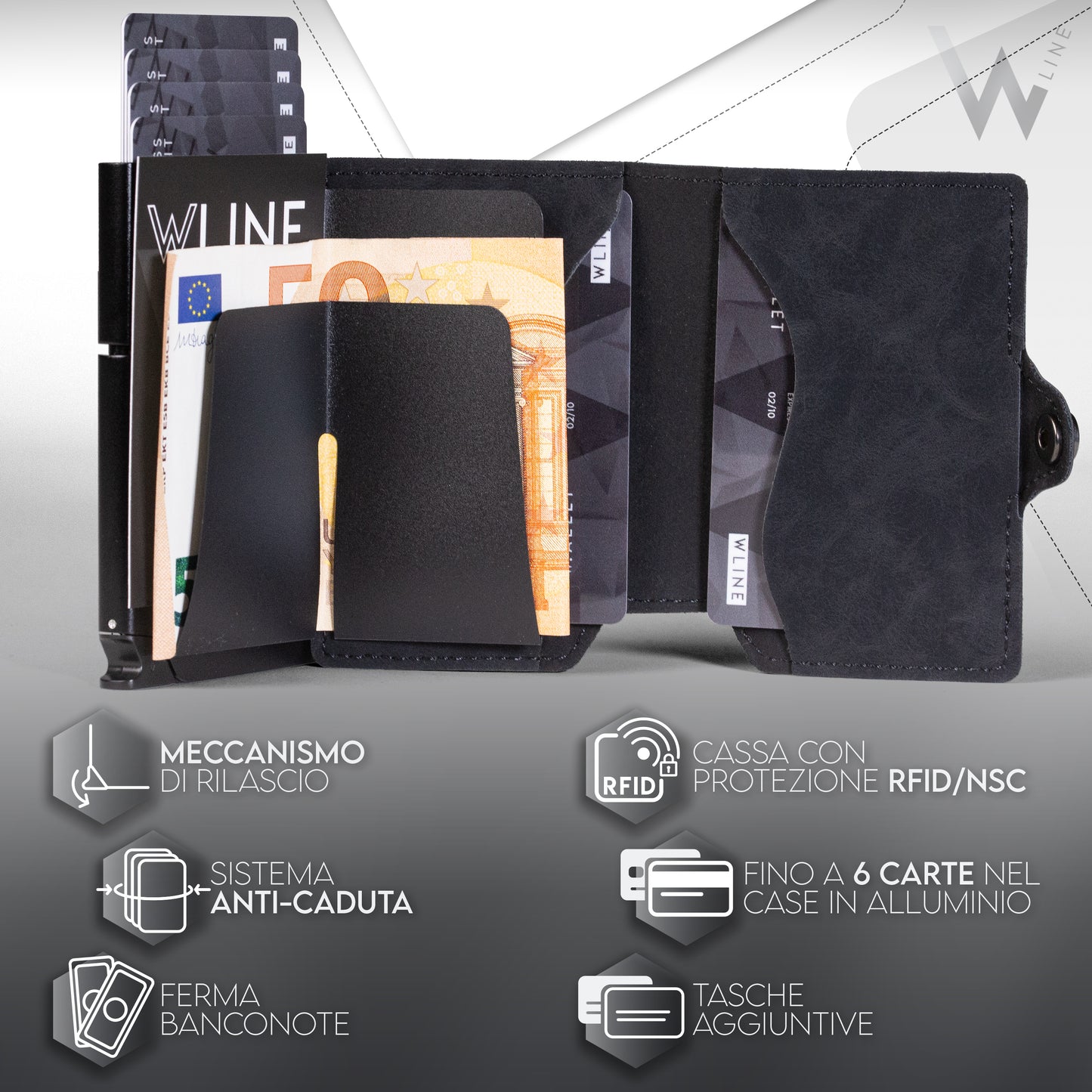 WLine Wallet - Porta Carte di Credito Uomo e Donna senza Portamonete