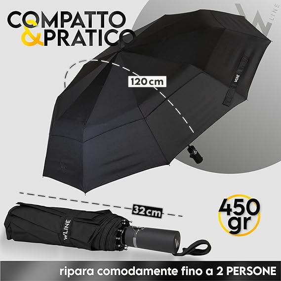 WLine WIND Ombrello Pieghevole Antivento Con Custodia