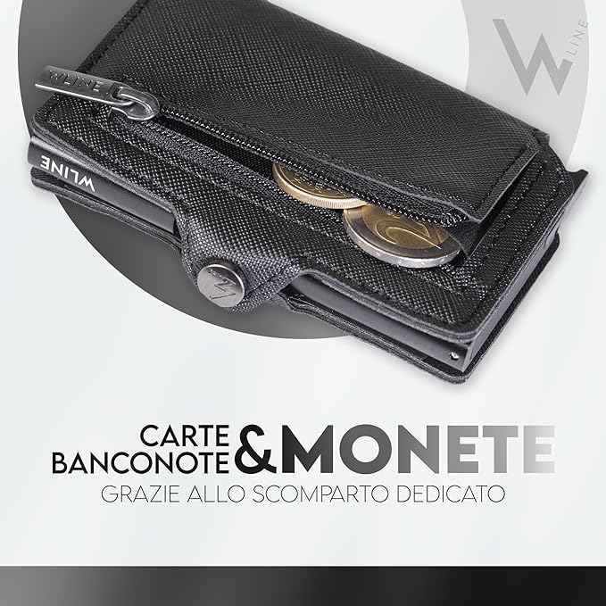 WLine Wallet - Porta Carte di Credito Uomo e Donna Con Zip Portamonete