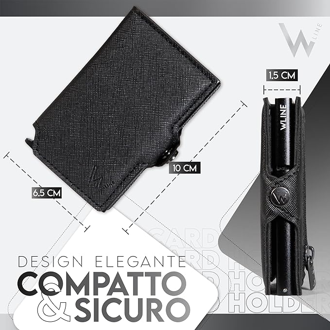 WLine Wallet - Porta Carte di Credito Uomo e Donna Con Zip Portamonete