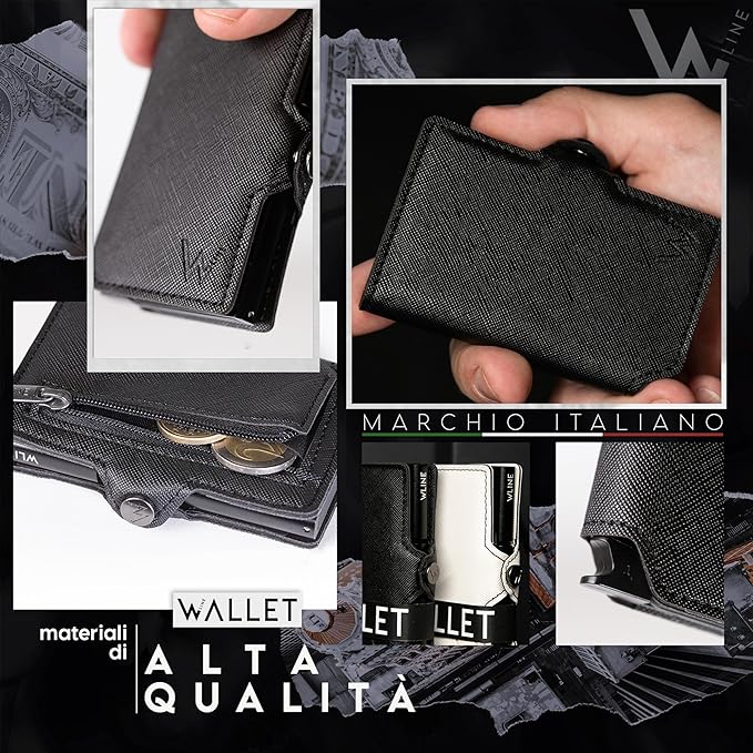 WLine Wallet - Porta Carte di Credito Uomo e Donna Con Zip Portamonete